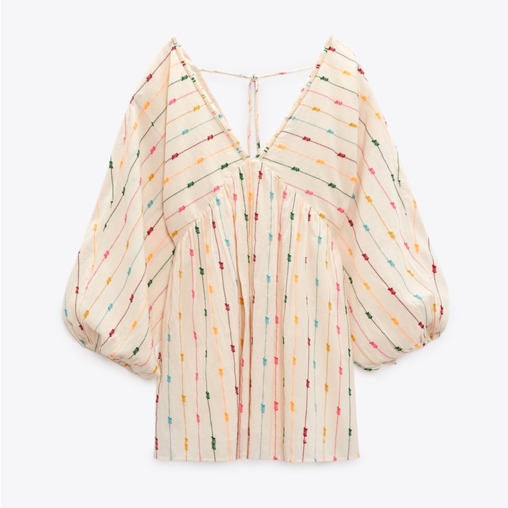 ZARA MULTI-COLOR DOTTED MESH MINI DRESS Romper